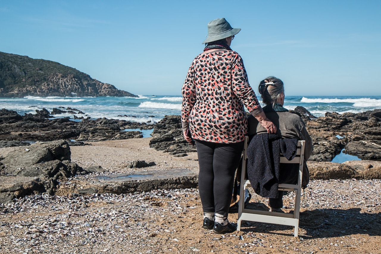 elderly by the ocean