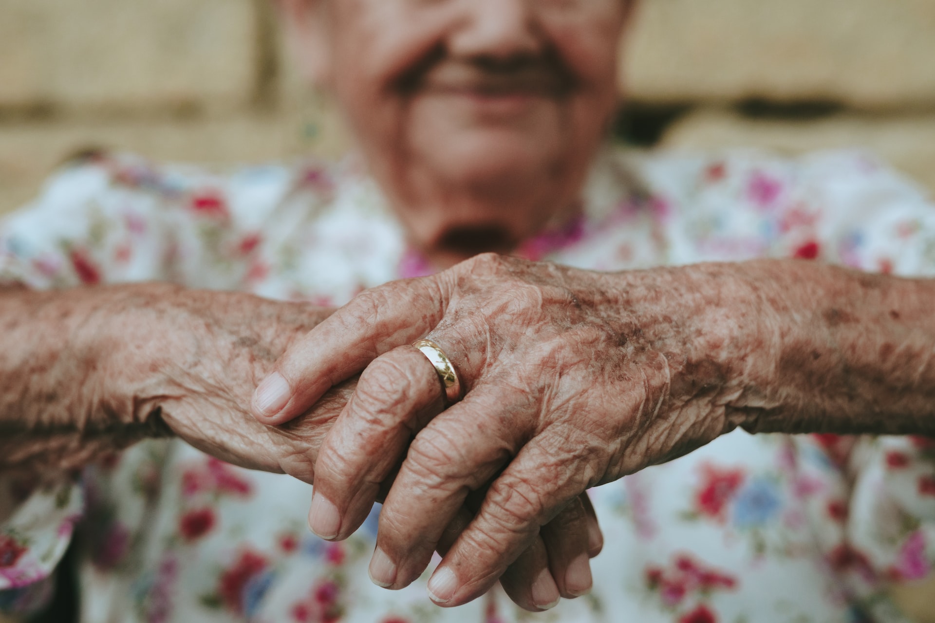 close-up of elderly's hands