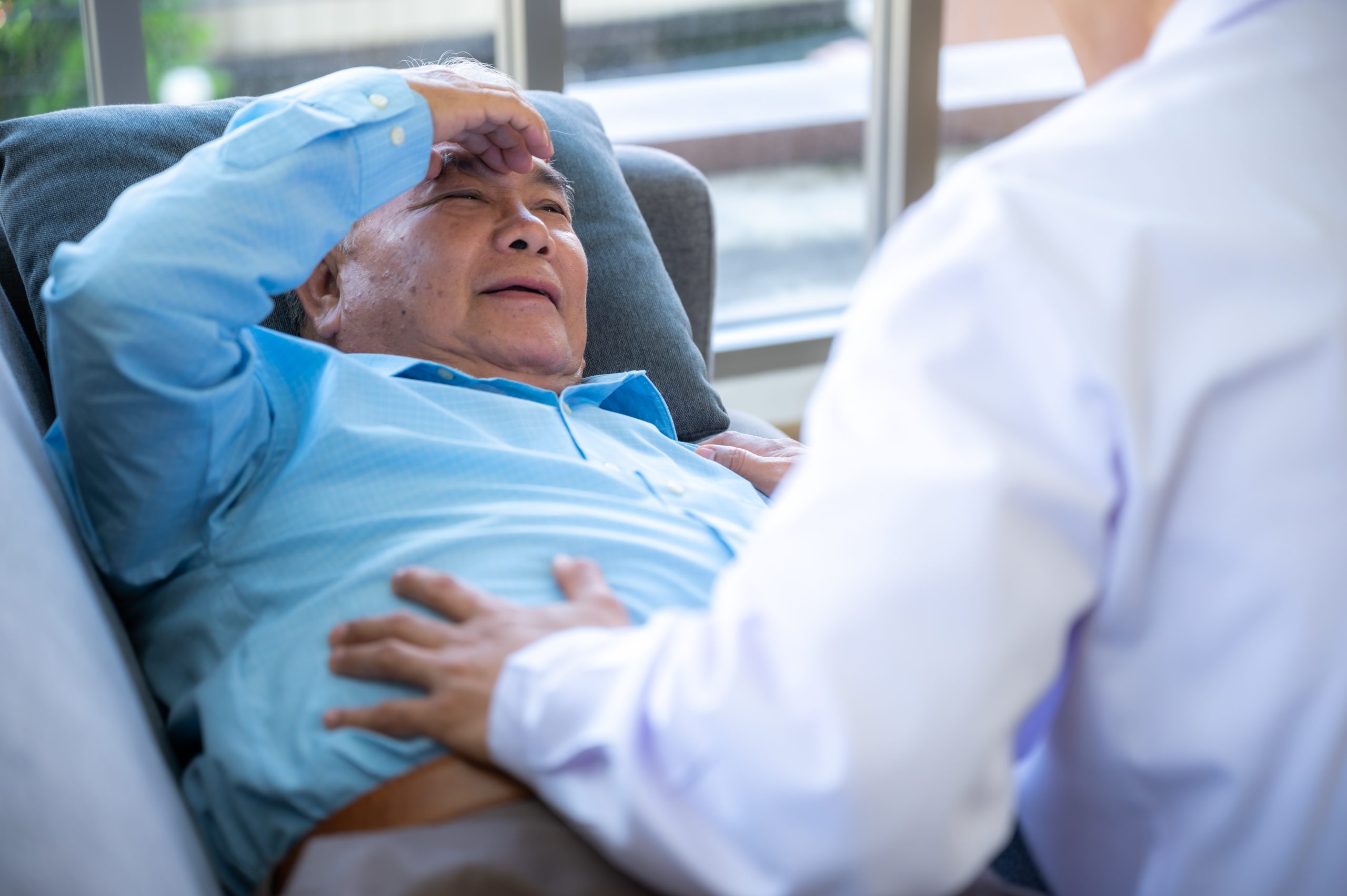 old senior patient man visit doctor at hospital to medical health care check, health insurance